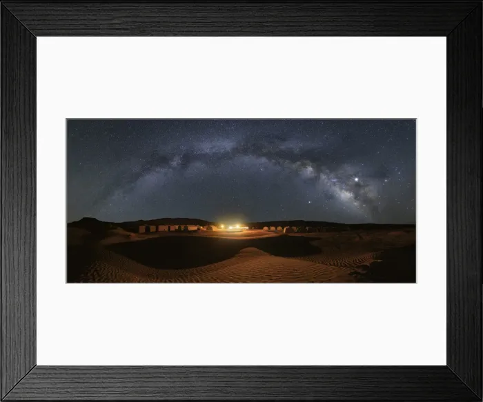 Framed Print : Milky way over Camp Mars village in the sand dunes, Sahara desert, Tunisia, Northern Framed Print : Milky way over Camp Mars village in the sand dunes, Sahara desert, Tunisia, Northern