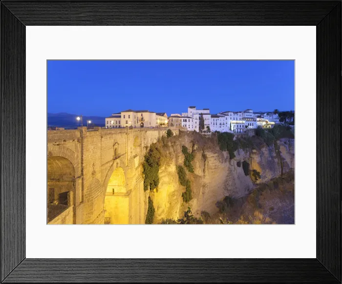 Framed Print : Puente Nuevo bridge at dusk, Ronda, province of Malaga, Andalusia, Spain Framed Print : Puente Nuevo bridge at dusk, Ronda, province of Malaga, Andalusia, Spain