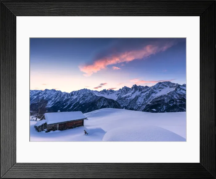 Framed Print : Stunning clouds above hut at sunrise. Soglio, Bregaglia Valley, Canton of Grisons Framed Print : Stunning clouds above hut at sunrise. Soglio, Bregaglia Valley, Canton of Grisons