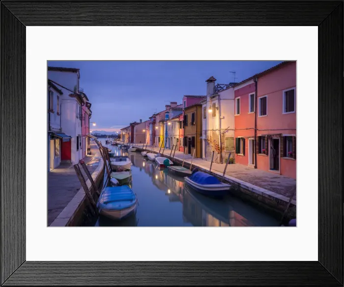 Framed Print : The boats of Burano at dusk, Burano, Venice, Veneto, Italy Framed Print : The boats of Burano at dusk, Burano, Venice, Veneto, Italy