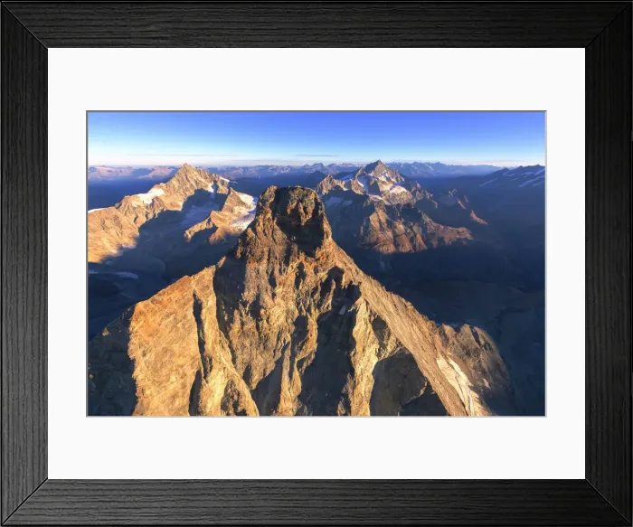 Framed Print : Aerial view of Matterhorn at sunrise. Zermatt, Canton of Valais, Switzerland, Europe Framed Print : Aerial view of Matterhorn at sunrise. Zermatt, Canton of Valais, Switzerland, Europe