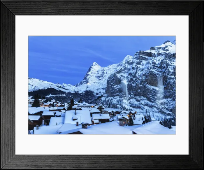 Framed Print : Avalanches at dusk. Murren, Lauterbrunnen valley, Canton of Bern, Switzerland, Europe Framed Print : Avalanches at dusk. Murren, Lauterbrunnen valley, Canton of Bern, Switzerland, Europe