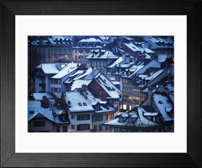 Framed Print : Roofs of the historical center at dusk. Bern, Canton of Bern, Switzerland Framed Print : Roofs of the historical center at dusk. Bern, Canton of Bern, Switzerland