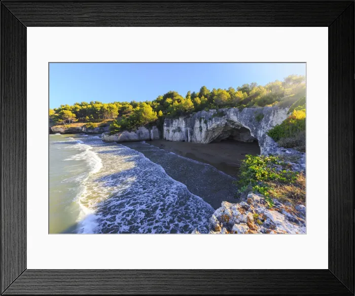 Framed Print : The sun illuminates the vegetation surrounding the Colombi Beach, Defensola, Apulia Framed Print : The sun illuminates the vegetation surrounding the Colombi Beach, Defensola, Apulia