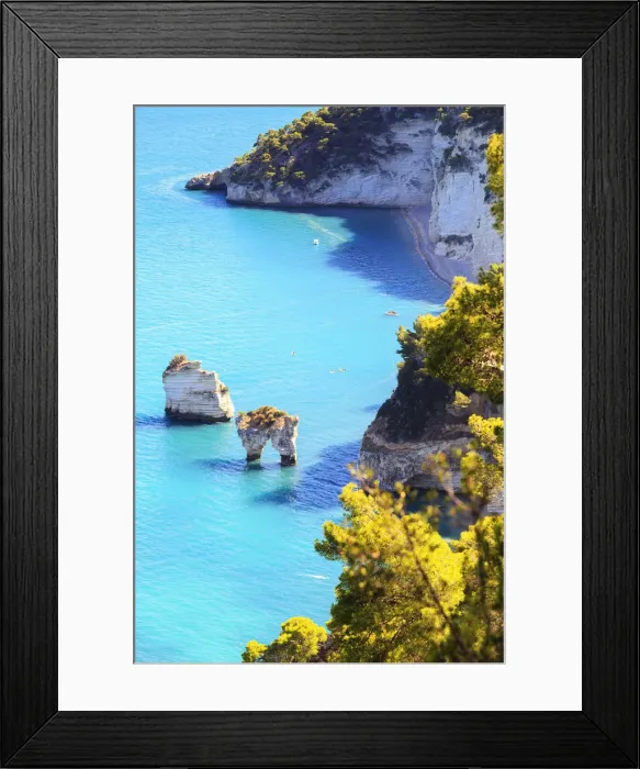 Framed Print : Panorama of the iconic rocks of Zagare Bay(Baia delle Zagare), Apulia(Puglia), Italy Framed Print : Panorama of the iconic rocks of Zagare Bay(Baia delle Zagare), Apulia(Puglia), Italy