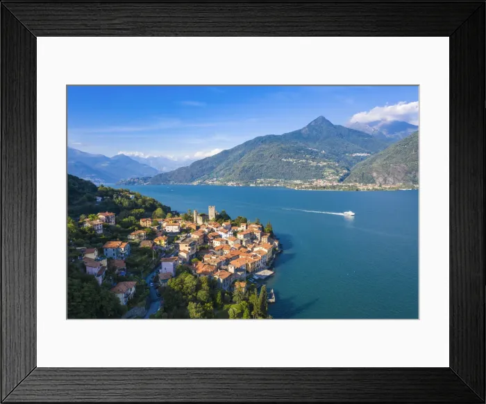 Framed Print : Aerial view of Rezzonico, Province of Como, Como Lake, Italy, Europe Framed Print : Aerial view of Rezzonico, Province of Como, Como Lake, Italy, Europe