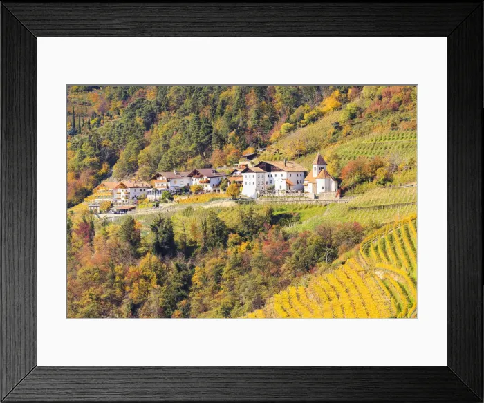 Framed Print : The small village of San Pietro, above colors of autumn, Merano, Sudtirol, Italy Framed Print : The small village of San Pietro, above colors of autumn, Merano, Sudtirol, Italy