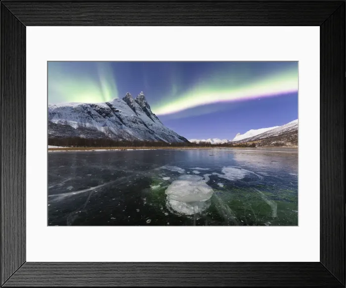 Framed Print : Otertinden, one of the mythical peaks of Norwegian Lapland illuminates by moon with Framed Print : Otertinden, one of the mythical peaks of Norwegian Lapland illuminates by moon with