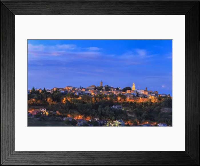 Framed Print : The lights of Atris old town light up during the twilight. Abruzzo, Italy Framed Print : The lights of Atris old town light up during the twilight. Abruzzo, Italy