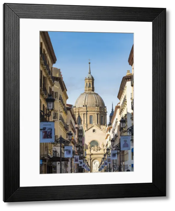 Framed Print : Cathedral of our Lady of the Pillar seen from calle Alfonso. Zaragoza, Aragon, Spain Framed Print : Cathedral of our Lady of the Pillar seen from calle Alfonso. Zaragoza, Aragon, Spain