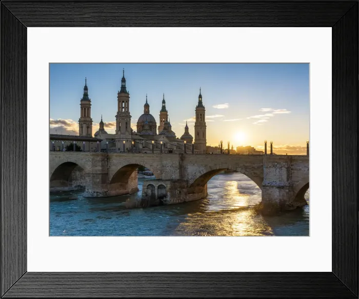 Framed Print : Cathedral of Our Lady of the Pillar and stone bridge at sunset. Zaragoza, Aragon, Spain Framed Print : Cathedral of Our Lady of the Pillar and stone bridge at sunset. Zaragoza, Aragon, Spain