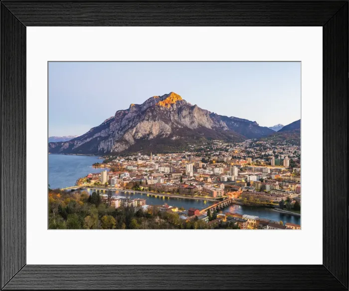 Framed Print : Elevated view of Lecco city with its 3 bridges. Lecco, Como lake, Lombardy, Italy Framed Print : Elevated view of Lecco city with its 3 bridges. Lecco, Como lake, Lombardy, Italy
