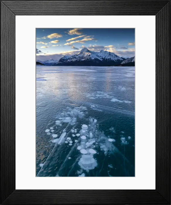 Framed Print : Frozen Methane Bubbles on Abraham Lake, Aberta, Canada Framed Print : Frozen Methane Bubbles on Abraham Lake, Aberta, Canada