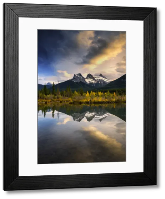 Framed Print : Three Sisters Reflecting in Bow River, Banff National Park, Alberta, Canada Framed Print : Three Sisters Reflecting in Bow River, Banff National Park, Alberta, Canada