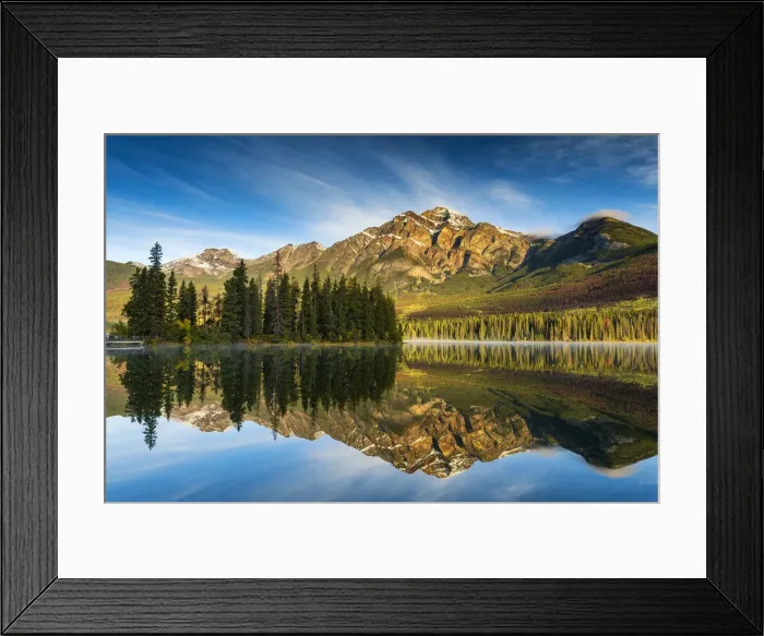Framed Print : Pyramid Mountain Reflecting in Pyramid Lake, Jasper National Park, Alberta, Canada Framed Print : Pyramid Mountain Reflecting in Pyramid Lake, Jasper National Park, Alberta, Canada