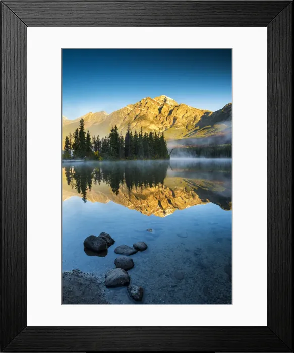 Framed Print : Mist on Pyramid Lake, Jasper National Park, Alberta, Canada Framed Print : Mist on Pyramid Lake, Jasper National Park, Alberta, Canada