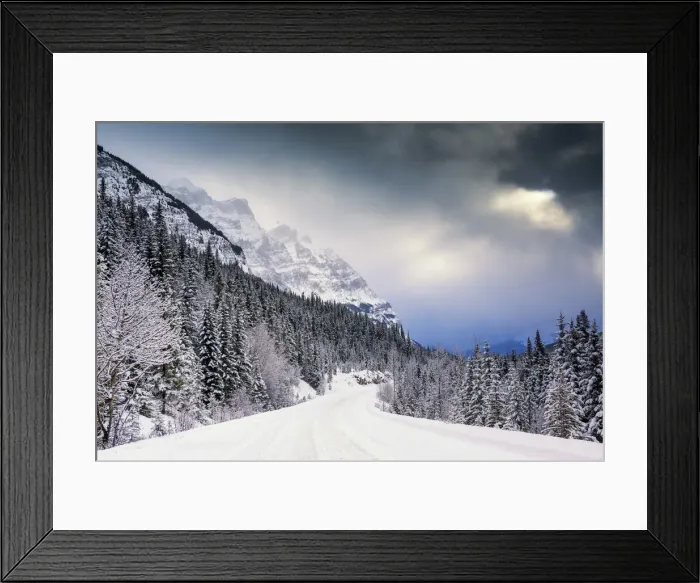 Framed Print : Icefields Parkway in Winter Storm, Jasper National Park, Aberta, Canada Framed Print : Icefields Parkway in Winter Storm, Jasper National Park, Aberta, Canada