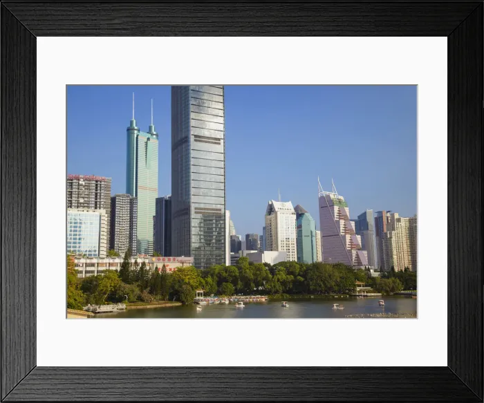 Framed Print : Skyscrapers alongside Lizhi Park, Shenzhen, Guangdong, China