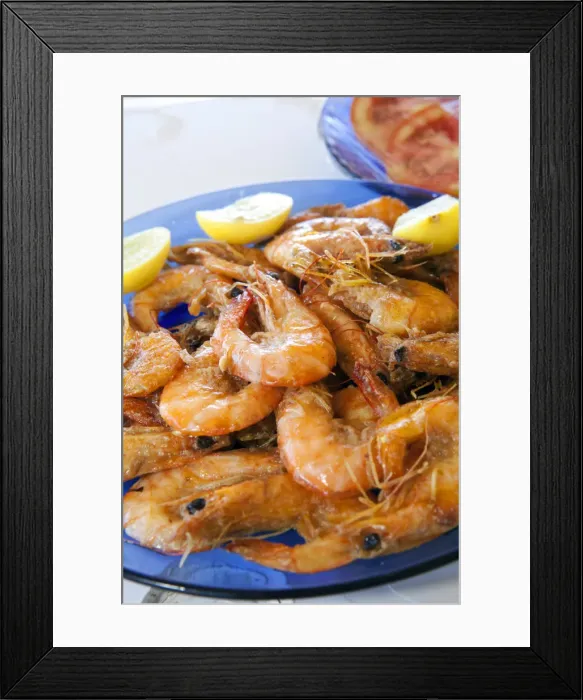 Framed Print : South America, Brazil, Ceara, Prainha do Canto Verde, pan-fried, freshly caught shrimp Framed Print : South America, Brazil, Ceara, Prainha do Canto Verde, pan-fried, freshly caught shrimp