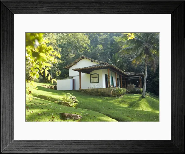 Framed Print : Brazil, Rio de Janeiro, Parati, a neo-colonial cottage an island in Parati Bay Framed Print : Brazil, Rio de Janeiro, Parati, a neo-colonial cottage an island in Parati Bay