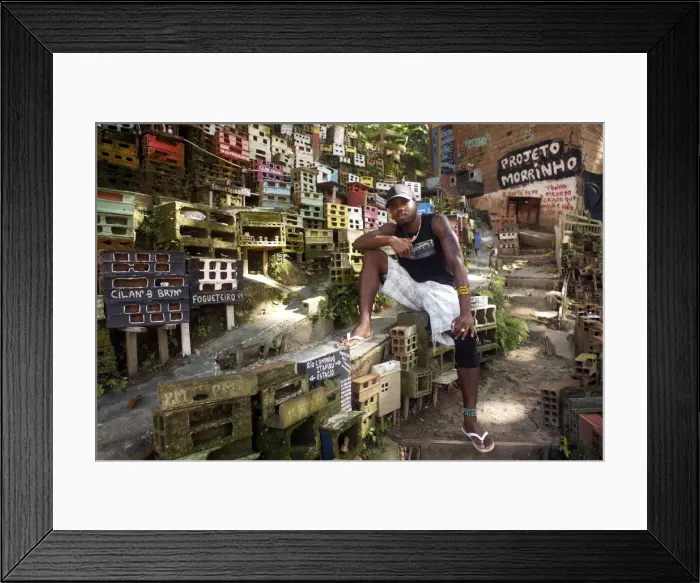 Framed Print : South America, Brazil, Rio de Janeiro, Cilan Oliveira at the Morrinho model favela