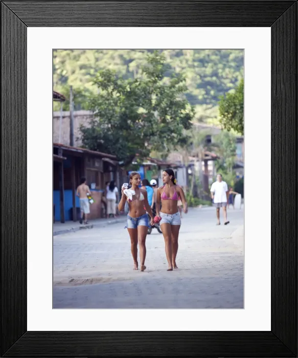 Framed Print : Brazil, Rio de Janeiro State, Costa Verde (Green coast), Paraty, two sufer girls walking Framed Print : Brazil, Rio de Janeiro State, Costa Verde (Green coast), Paraty, two sufer girls walking