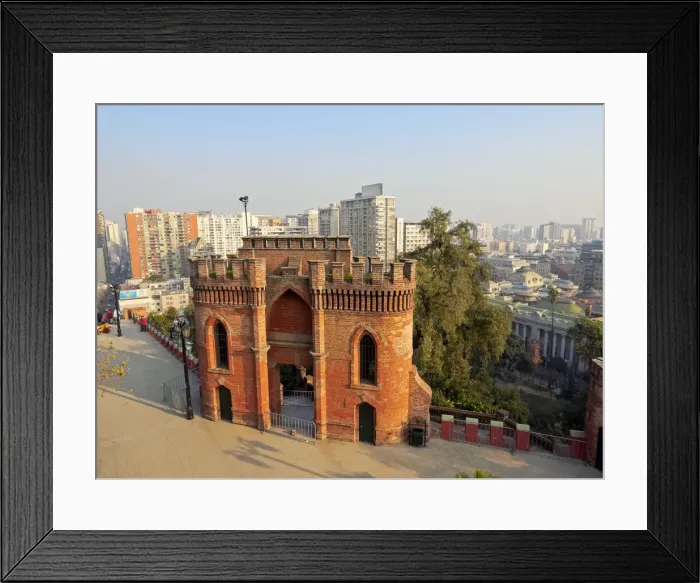 Framed Print : Chile, Santiago, View of the remains of the old Spanish fort on top of the Santa Lucia Framed Print : Chile, Santiago, View of the remains of the old Spanish fort on top of the Santa Lucia