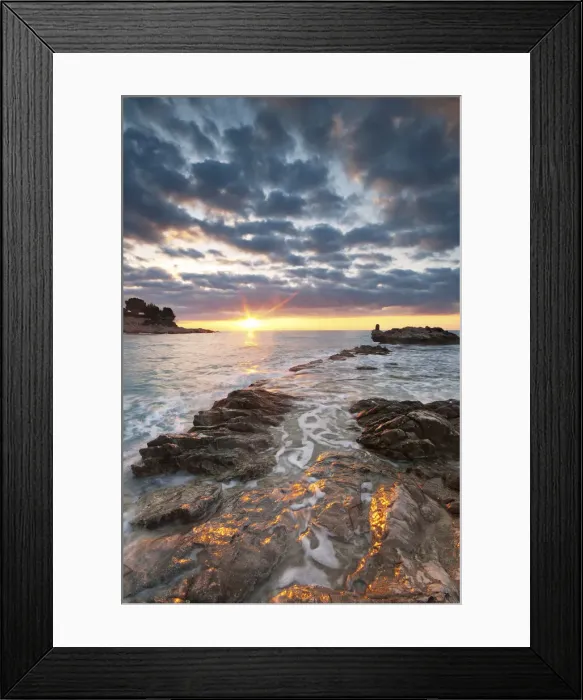 Framed Print : Cliff and sea in the sunrise lights, Ventimiglia, Liguria Framed Print : Cliff and sea in the sunrise lights, Ventimiglia, Liguria