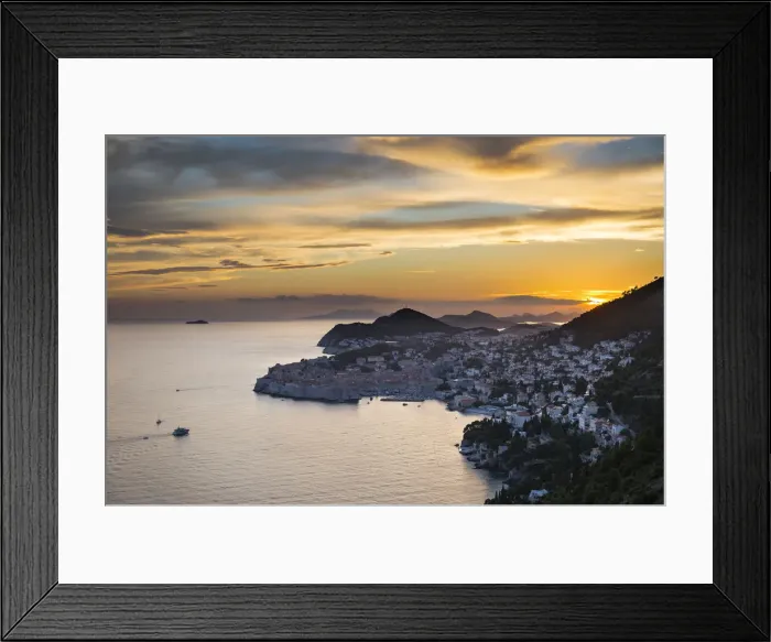 Framed Print : Dubrovnik city at sunset, Dalmatia region, Croatia, Europe Framed Print : Dubrovnik city at sunset, Dalmatia region, Croatia, Europe