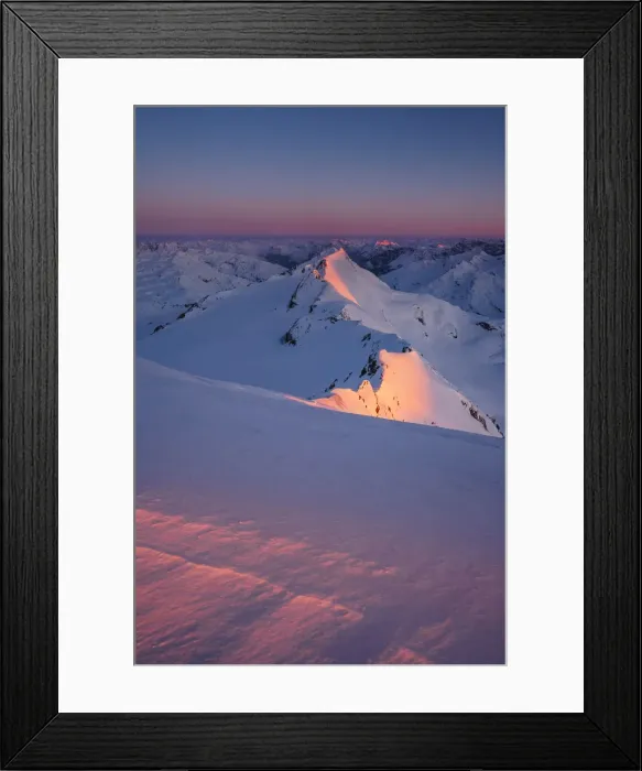 Framed Print : Red light of sunrise from the summit of San Matteo Peak Framed Print : Red light of sunrise from the summit of San Matteo Peak