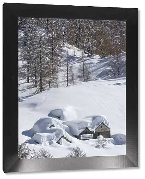 Winter view of the Alp Solcio, Varzo, Verbano Cusio Ossola province, Piedmont, Italy