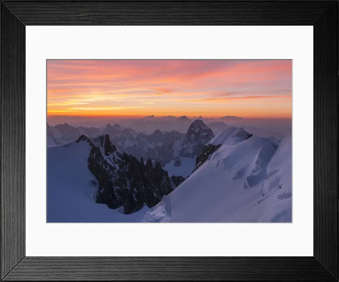 Framed Print : Mont Blanc group at sunrise from Mont Maudit. Chamonix, France, Europe