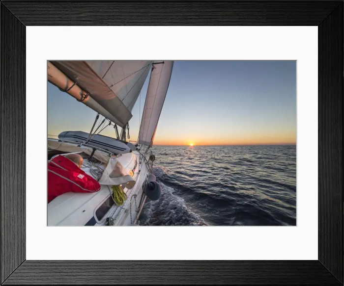 Framed Print : Sailing during the sunrise, Cote d Azur, Alpes-Maritimes department