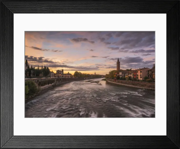 Framed Print : Verona along the Adige river, Veneto, Italy, Europe