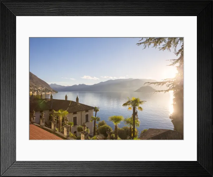 Framed Print : Villa Monastero overview and Lecco lake in the background, Varenna, Lecco province Framed Print : Villa Monastero overview and Lecco lake in the background, Varenna, Lecco province