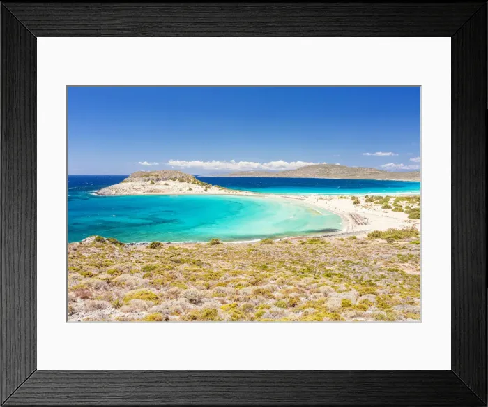 Framed Print : Panoramic view of Simos beach from a ridge, Elafonissos Island, Laconia Region Framed Print : Panoramic view of Simos beach from a ridge, Elafonissos Island, Laconia Region
