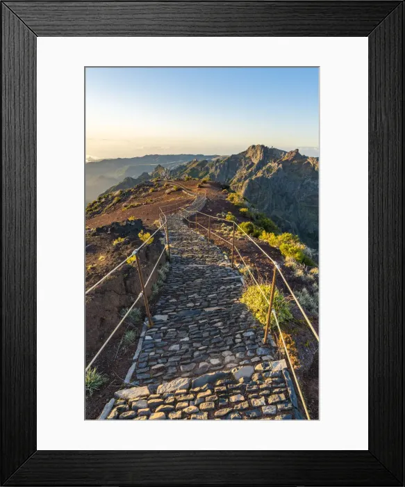 Framed Print : The trail from the top of Pico Ruivo with Pico do Areeiro in the background Framed Print : The trail from the top of Pico Ruivo with Pico do Areeiro in the background