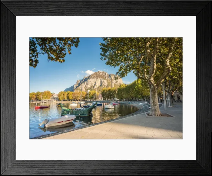 Framed Print : Tree-lined lakefront of Lecco, Lecco, Lombardy Framed Print : Tree-lined lakefront of Lecco, Lecco, Lombardy