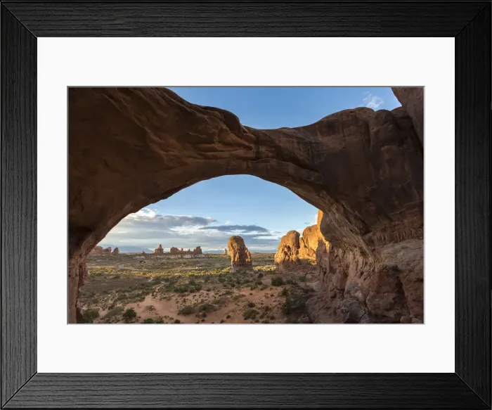 Framed Print : Landscape through Double Arch. Arches National Park, Moab, Grand County, Utah, USA Framed Print : Landscape through Double Arch. Arches National Park, Moab, Grand County, Utah, USA