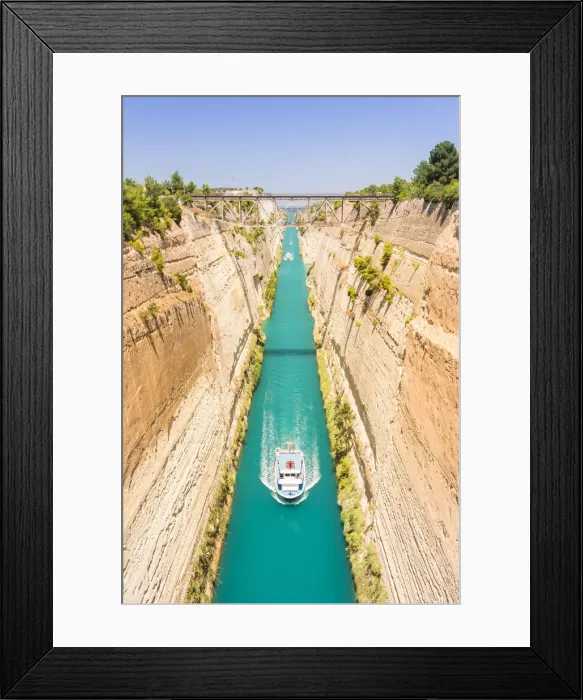 Framed Print : Ships transiting in the narrow Corinth canal, Corinthia region, Peloponnese, Greece Framed Print : Ships transiting in the narrow Corinth canal, Corinthia region, Peloponnese, Greece