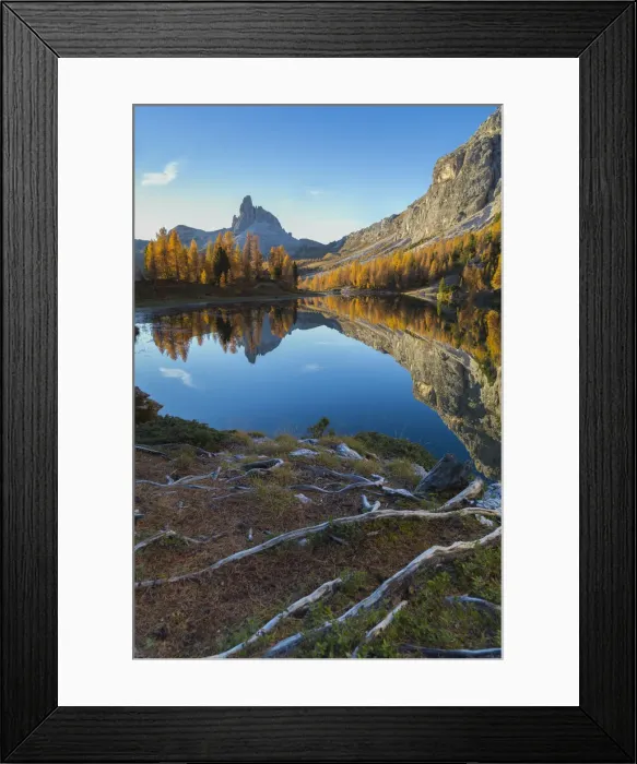 Framed Print : Becco di Mezzodi in the Federa lake, Dolomites, Trentino Alto Adige Italy Europe