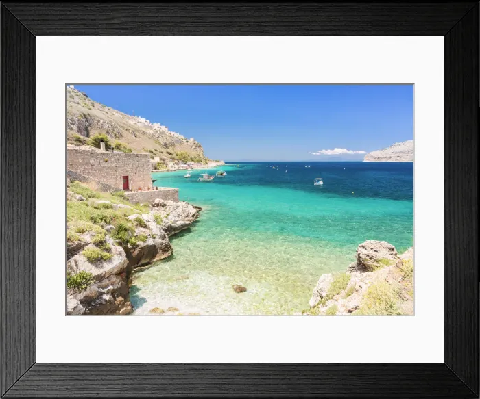 Framed Print : Turquoise and light blue sea at Limeni Beach, Mani region, Peloponnese, Greece, Europe Framed Print : Turquoise and light blue sea at Limeni Beach, Mani region, Peloponnese, Greece, Europe