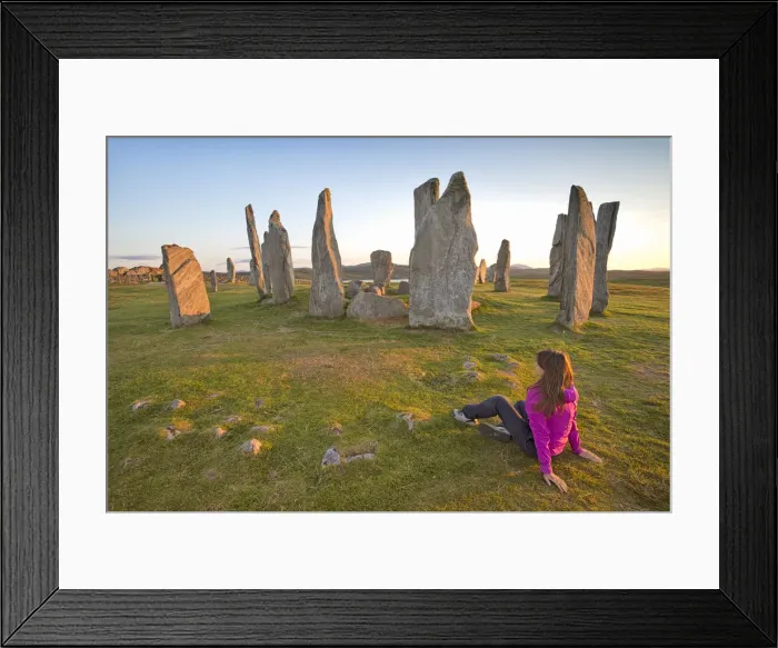 Framed Print : Woman staring at Neolithic stone circle, Callanish, Isle of Lewis, western scotland Framed Print : Woman staring at Neolithic stone circle, Callanish, Isle of Lewis, western scotland