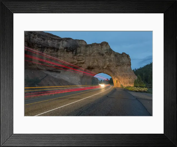 Framed Print : Lights of cars passing through Red Canyon Tunnel on scenic byway 12. Garfield County Framed Print : Lights of cars passing through Red Canyon Tunnel on scenic byway 12. Garfield County