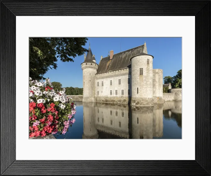 Framed Print : Medieval castle with flowers on the foreground. Sully-sur-Loire, Loiret, France Framed Print : Medieval castle with flowers on the foreground. Sully-sur-Loire, Loiret, France