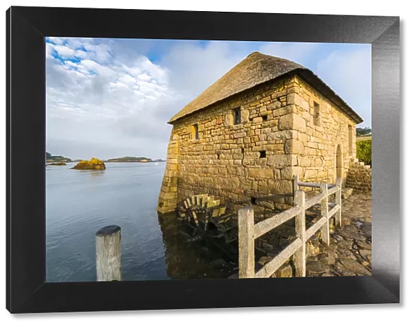 Tide mill on Bra hat island, Ca'tes-d Armor, Brittany, France