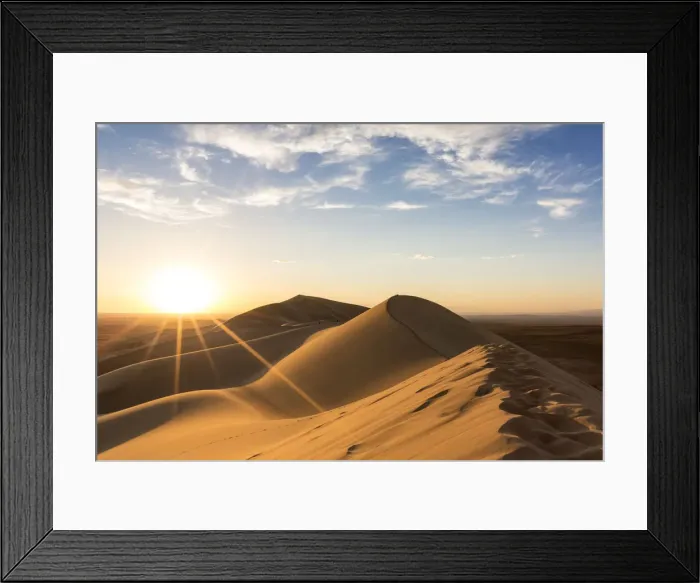 Framed Print : Golden light on Khongor sand dunes in Gobi Gurvan Saikhan National Park. Sevrei district Framed Print : Golden light on Khongor sand dunes in Gobi Gurvan Saikhan National Park. Sevrei district