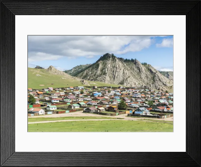 Framed Print : The town of Tseterleg, county seat of North Hangay province, Mongolia