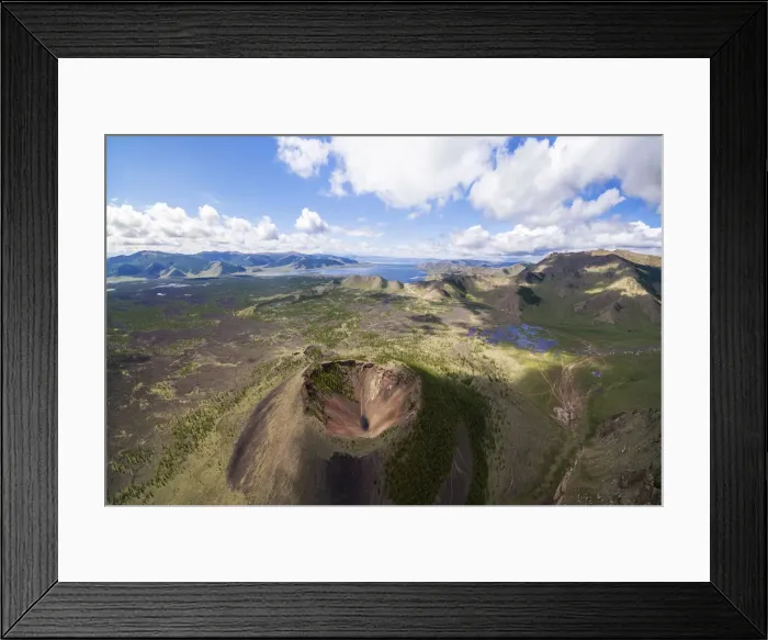 Framed Print : Aerial vew of Khorgo volcano crater. Tariat district, North Hangay province, Mongolia Framed Print : Aerial vew of Khorgo volcano crater. Tariat district, North Hangay province, Mongolia