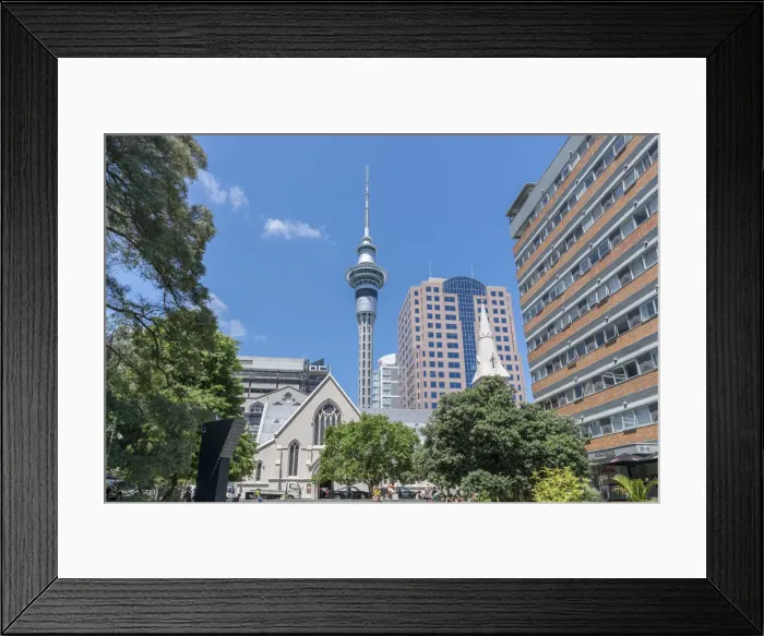 Framed Print : St Patricks Cathedral, Sky Tower and surrounding buildings Framed Print : St Patricks Cathedral, Sky Tower and surrounding buildings